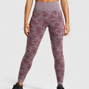 Gymshark Camo Seamless Leggings - Berry Red